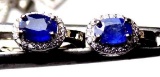 Earrings Royal Blue Natural Earth Mined Sapphires Set In Sterling Silver $$$ New Designer Beauties