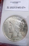 Peace Silver Dollar 1923 D Blazing Bu++++ Frosty White Better Date Slabed Pq Stunner
