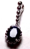 Sapphire Sterling Silver Pendant Natural Earth Mined Royal Blue Sapphire New Designer 2+ Ct