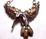 Antique Black Hills 14 Kt Yellow Gold Over Sterling Silver Humming Bird Stunning Very Old Pendant