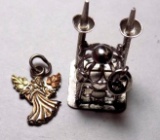 Black hills gold and sterling pendant lot vintage old beauties high quality angel and castle