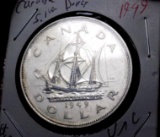 Canada silver dollar 1949 unc nice better grade collectible beauty