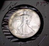 Walking Liberty silver half 1946 s au++ better grade nice coin
