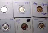 Silver Dime Lot Mercury And Roosevelt Frosty White Bus Nice Unc Lot 6 Coins