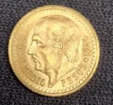 1945 Mexican Gold Peso Blazing Frosty Bu Ms++++++