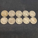 Lot Of 10 Buffalo Nickels with Some Early Years