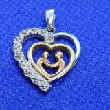 Silver Heart Pendant With Gold Plated Inner Heart Designer Beauty