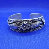 Sterling Silver Bracelet Antique Stamped RJ Sterling Nice Designer Piece 30+ Grams