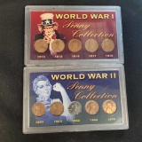 World War 1 and 2 Pennies Set 1914 to 1918 and 1941 to 1945