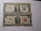 Silver Certificate And Old 2$ Dollar Bill L Nice Currency Lot 1935 And 1953
