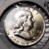 Franklin Half Silver Gem Bu Beauty 1958 D/d Blazing Ms++++++ Wow Coin