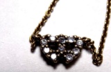 Antique Sterling Silver Heart Pendant And Chain Very Old With Gold Plate
