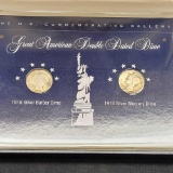 US Comerative Gallery Dime set 1916 Barber and 1916 Mercury Dime in Collectors Box