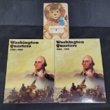 Washington Quarters In Album with dime Savings Book