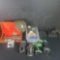 Misc. lot flask set Hitachi drill/light w/charger and battery bookends Skil ixo2