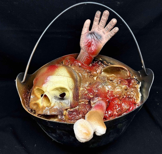 Holloween Pot / Cauldron Full of Body Parts, Bones and Rotting Slop Hand Made Local Artist