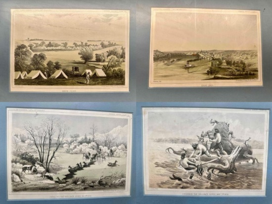 Antique Framed Lithographs, from John Mix Stanley, 4 Original Prints, Sarony, Major & Knapp