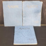 3 vintage Academe Academy High School yearbooks 1927-29