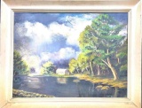 Framed Art Signed Ruby Eiland 1963 Summer Stormclouds