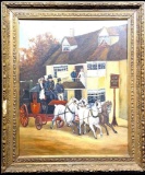 Unsigned Framed Art Horse and Carriage