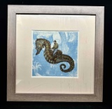 Framed Art Man On Seahorse