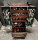 Large Jewelry Cabinet filled with Costume Jewelry