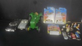 Lot of die cast replica cars tractor and figurines