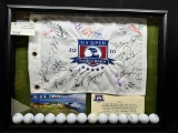 Signed 2010 Framed PGA Golf Flag with Program and Golf Balls