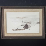 Framed lithograph titled The Corner artist Andrew Wyeth