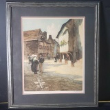 Brittany Street In Josselin, from Eugene Delecluse, Framed LE 208/250 color etching