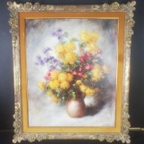 Floral Art, from P. Sorel, Framed Oil on Canvas