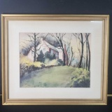 Brick House Scenery, from Margery Clark, Signed & Framed Watercolor Artwork