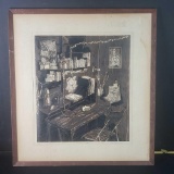 Writing Table, from Unknown Artist, 1970, Framed LE 17/50 Print Artwork