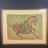 Untitled Horse, from S.E Kero, Framed Fabric Artwork