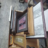 Large box of framed artwork