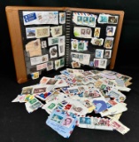 Stamp Collection Binder and bag full of Stamps. USA, Thailand, Germany, more