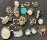 Lot of Silver Rings -Turquoise, Costume Jewelry