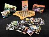 Magic the Gathering Cards, Return of the King Paperback, Unique Wood Chess board.