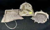 Sterling Silver Fancy Chainmail Change Purses / Handbags