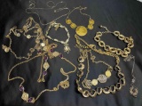 Lot of Costume Jewelry/Necklaces Gold Toned