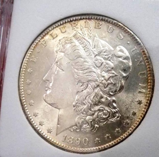 Morgan silver dollar 1890 s key date gem bu high grade ms++++++ slabbed wow coin