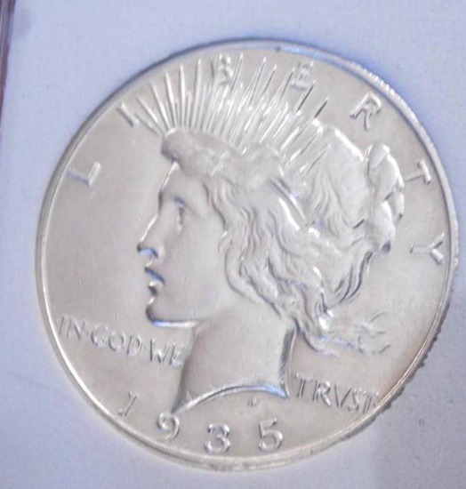 Peace silver dollar 1935 s gem rare date slabbed ms+++++++ blazing pq beauty