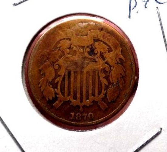 Two 2 cent piece 1870 better grade original beauty