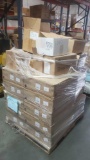 Pallet of tech recessed lighting bulbs and hardware