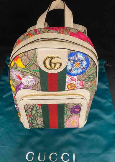 AUTHENTIC GUCCI -GG Ophidia BACKPACK- flora/white