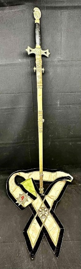 Late 19th-Early 20th Century Masonic Knights Templar Sword w/ Store and Medals