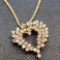 50 DIAMOND 14 kt GOLD heart shaped Pendaant & Necklace
