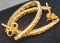 14kt GOLD Oval Hoop Earrings with set DIAMONDS