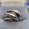 Tiffany Silver 925 Sculpted Dome Ring w/ 18k Gold Rope Inlay, 6.83 grams