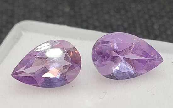 Set of Pear cut Purple Amethyst Gemstone 2.38ct